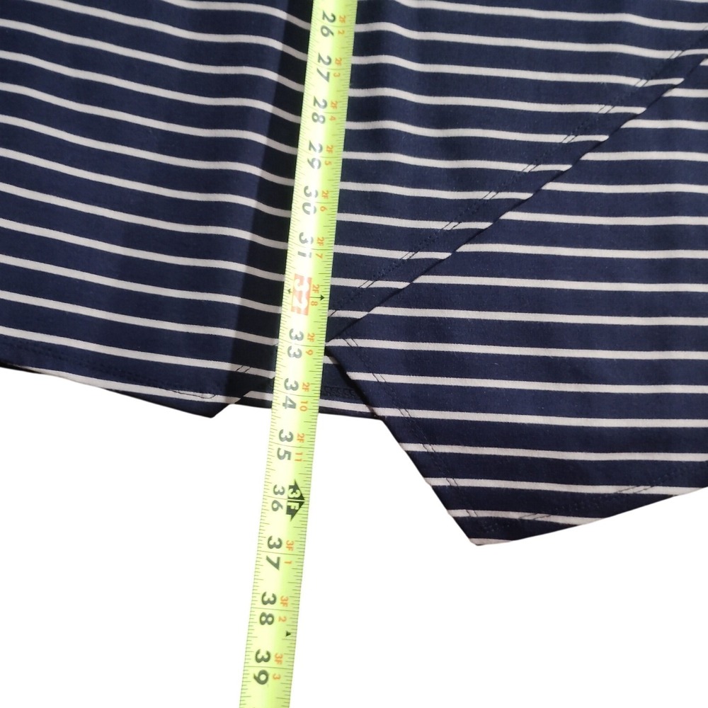 IRIS Navy White Striped Asymmetrical Hem Short Sleeve T-Shirt Dress Size XL - Picture 10 of 10
